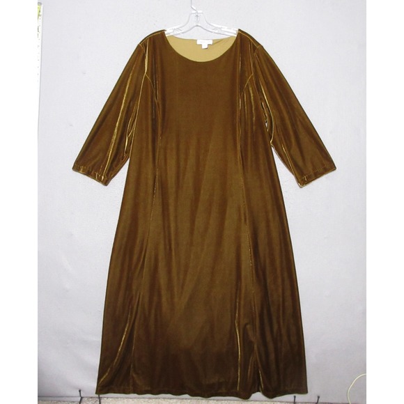 Coldwater Creek Dress Plus 2X Velvet Whimsigoth Midi Soft 3/4 Sleeve Career Boho - Picture 1 of 11